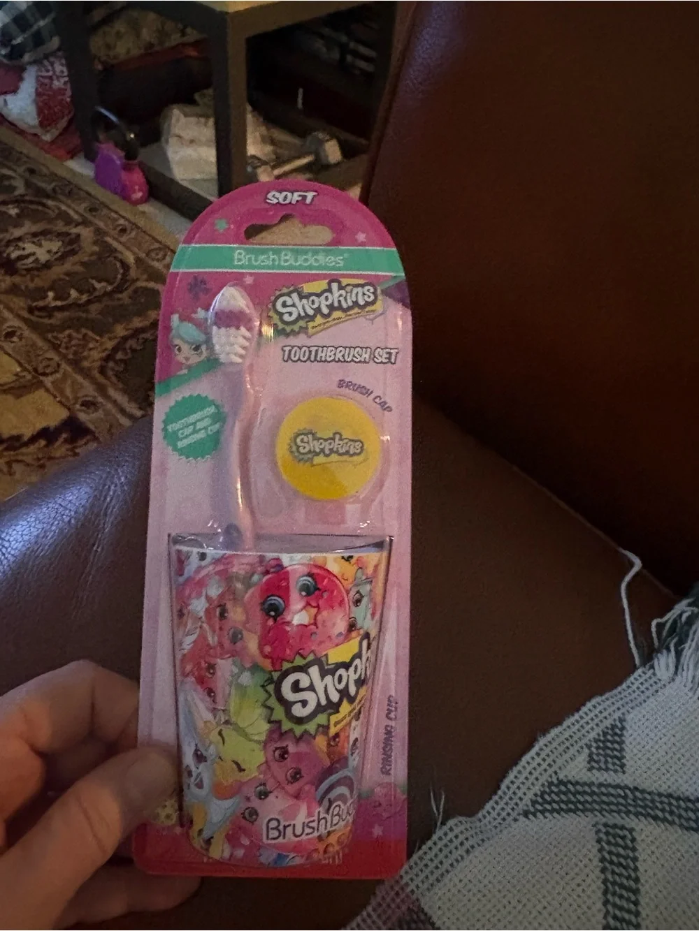 Shopkins Pink and Yellow Kids Toothbrush Set NWT